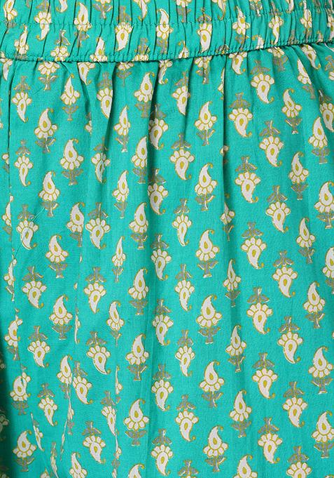 Green Embroidered Pure Cotton Anarkali Kurta Sets With Dupatta main image 0