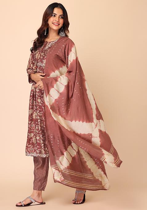 Women Muslin Kurta Pant Dupatta Set
