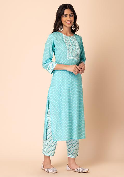 Cotton Batik Print Kurta Set with Bandhani Dupatta main image 1