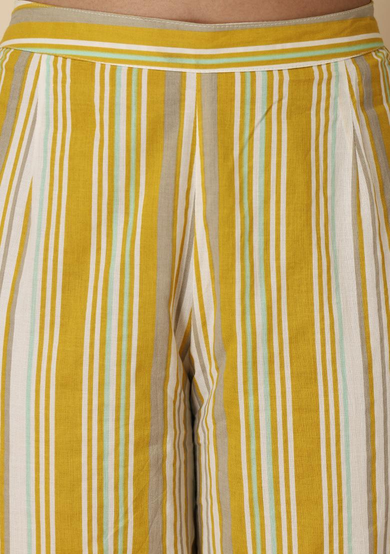 Yellow and White Striped Linen