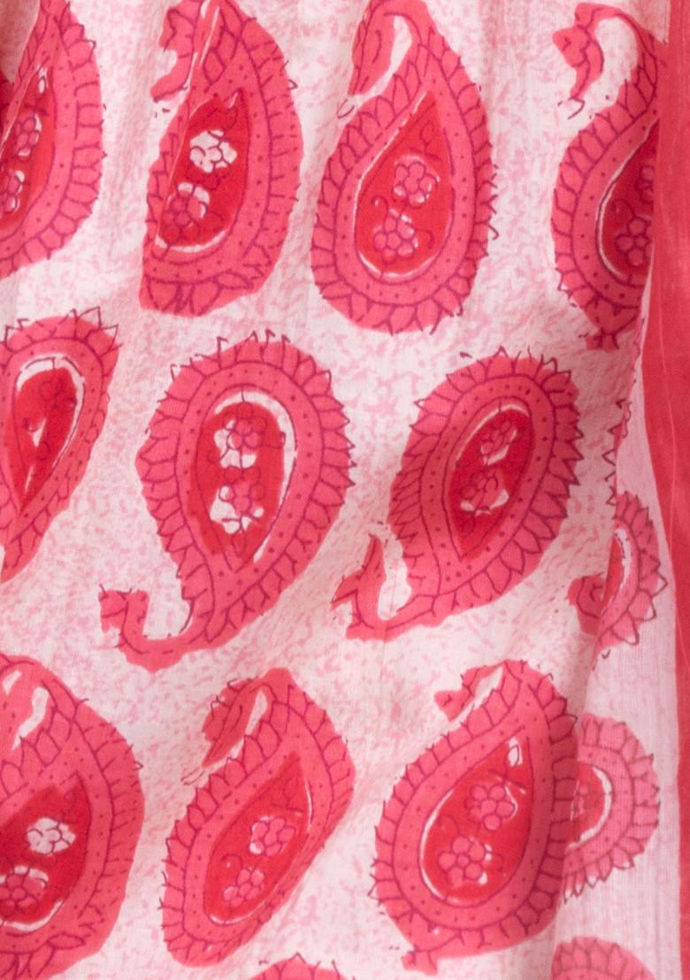 Pink Boota Print Cotton Kurta With Pants And Dupatta (Set of 3)