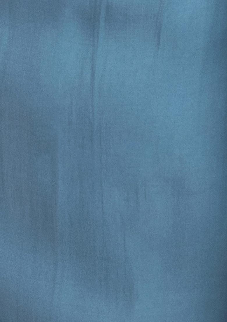 Turquoise Zari Embroidered Chanderi A-Line Kurta With Pants And Dupatta (Set of 3)