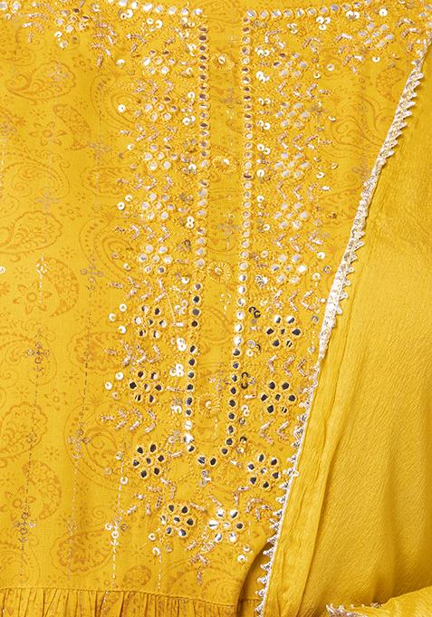 Buy Women Mustard Yellow Embroidered Rayon Kurta With Pants And Dupatta ...