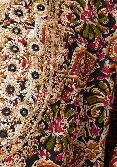 Cotton Stitched Kurta Sharara Set With Printed Gotta Pati Dupatta & Bell Sleeves