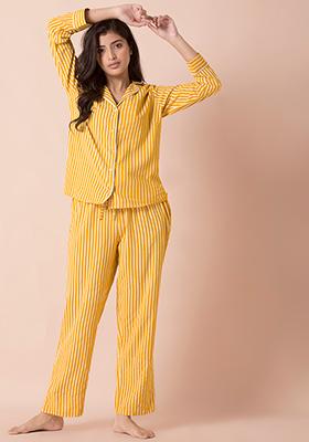 Yellow Striped Pyjama Set 
