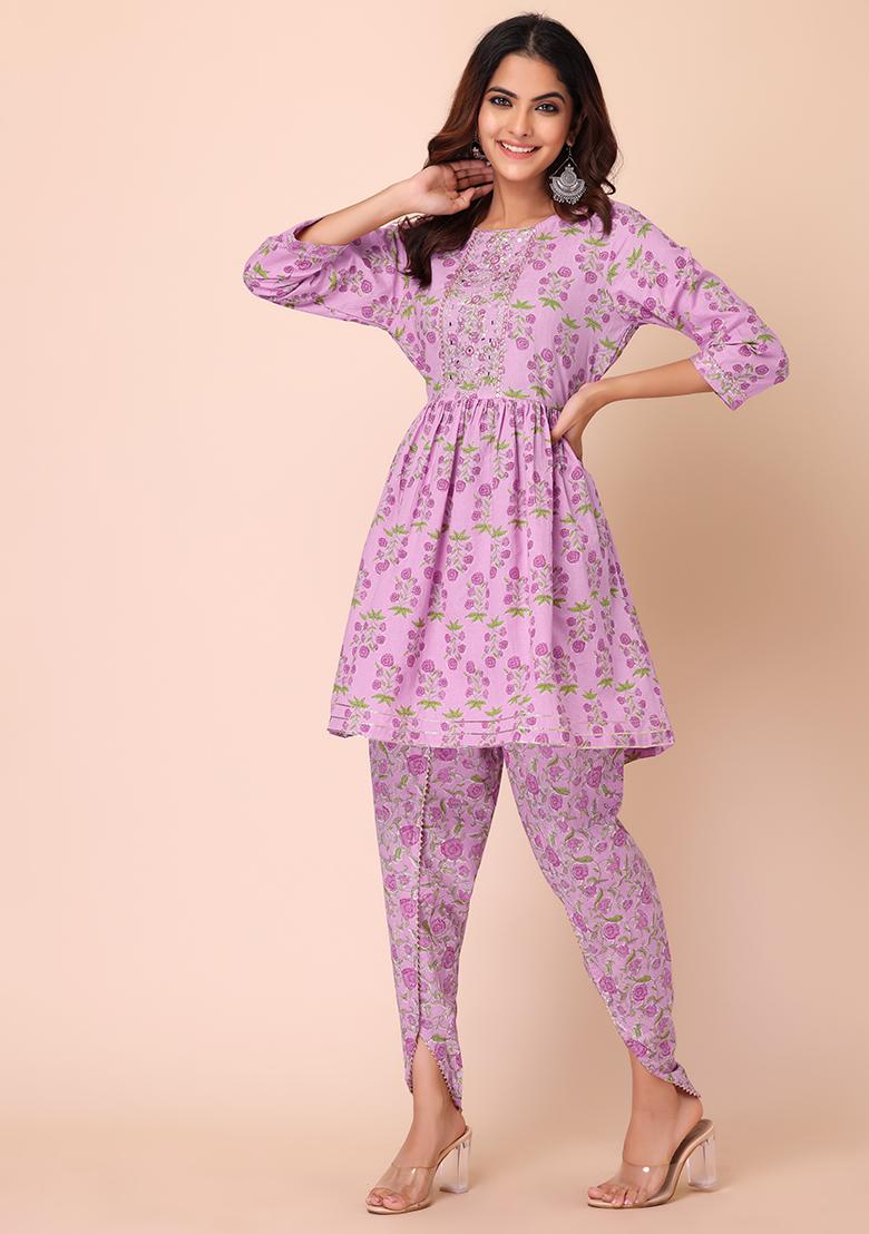 Buy Pink Zig  Zag Kurta And Tulip Pants  Set Of Two by KEVA CLOTHING at  Ogaan Market Online Shopping Site