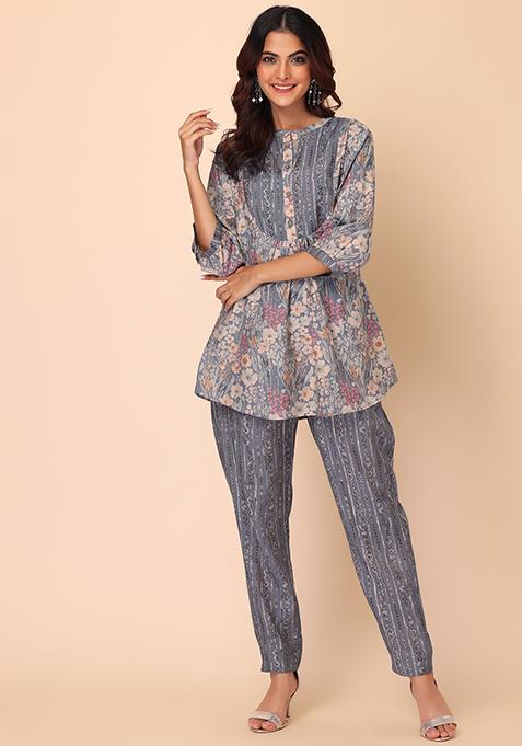 Black Muslin Two Piece Set Shirt And Shorts One Size