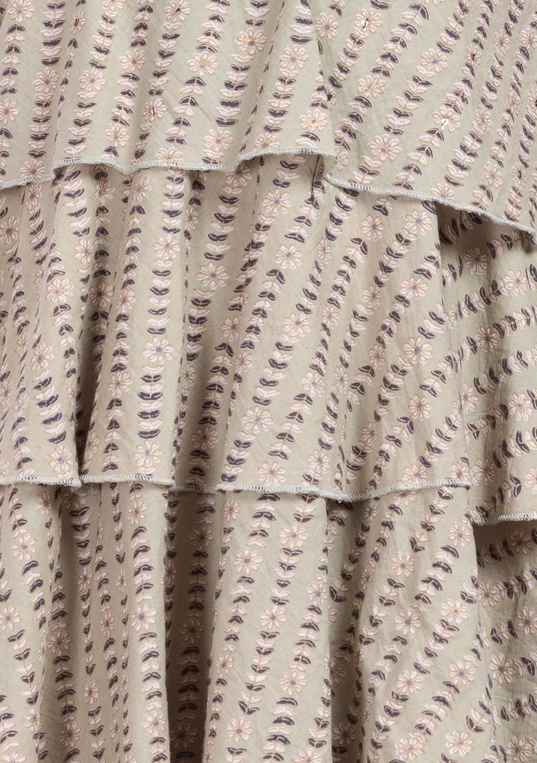 Pastel Green Floral Print Short Peplum Kurta And Pants (Set of 2)