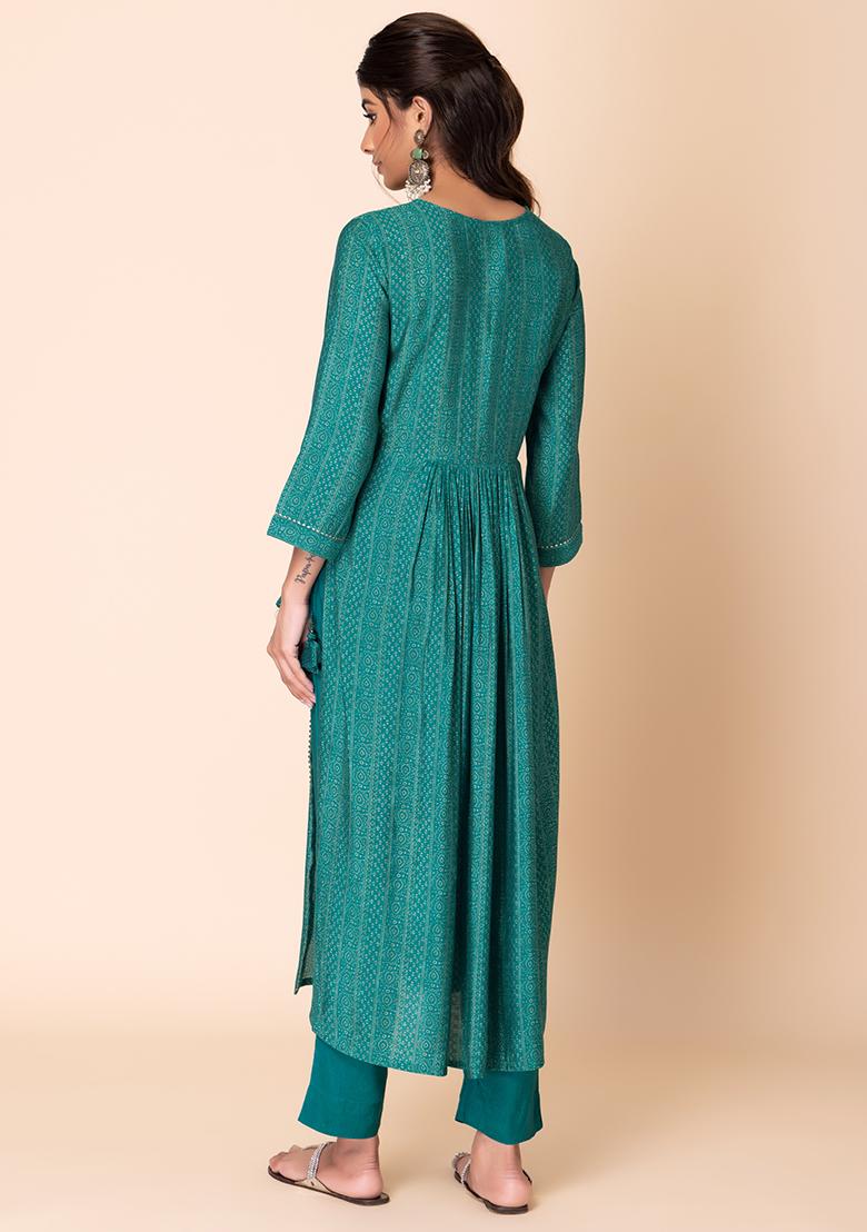 Blue Striped Muslin Kurta And Pants (Set of 2)