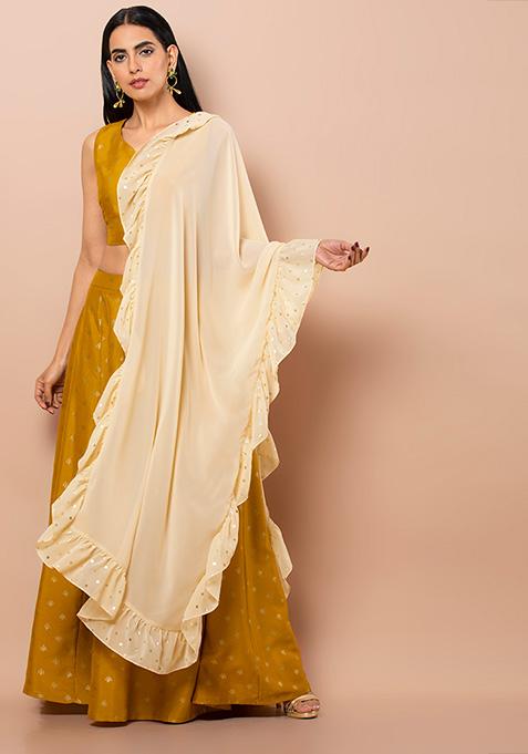 gown with ruffle dupatta