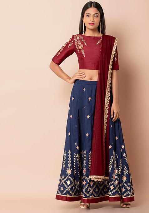 maroon gown with dupatta