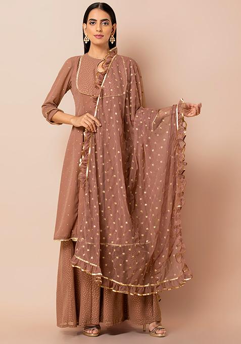 gown with ruffle dupatta