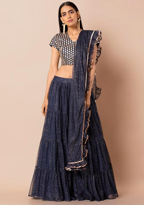 gown with ruffle dupatta