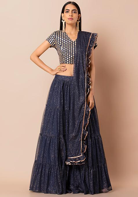 gown with ruffle dupatta