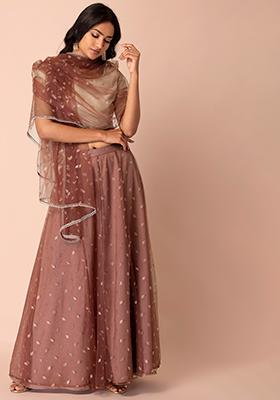 Dusty Pink Foil Mesh Dupatta 