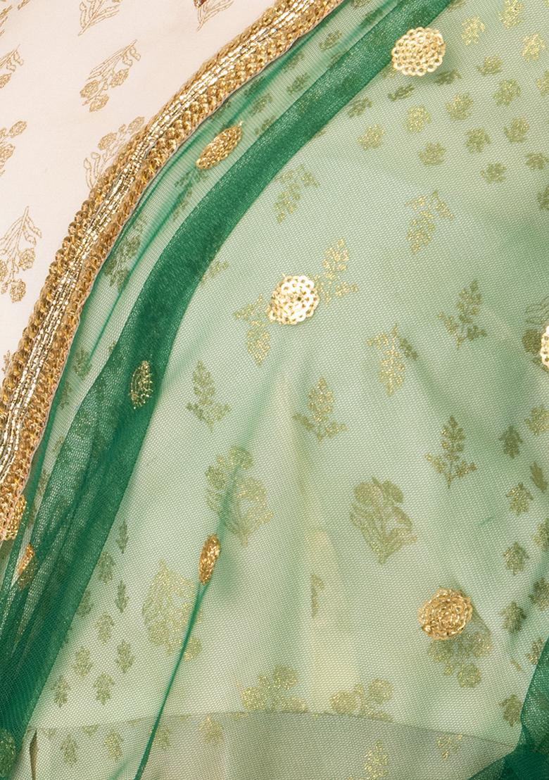 Bottle Green Embellished Dupatta