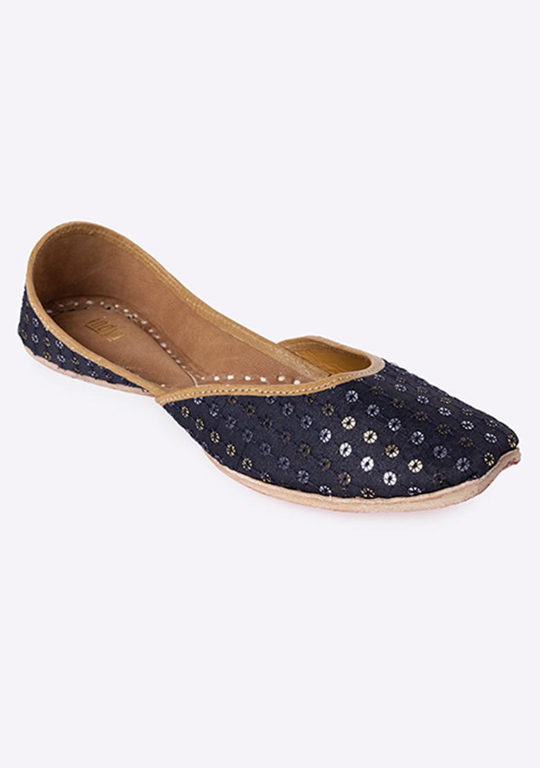 Navy Sequin Embroidered Jutti