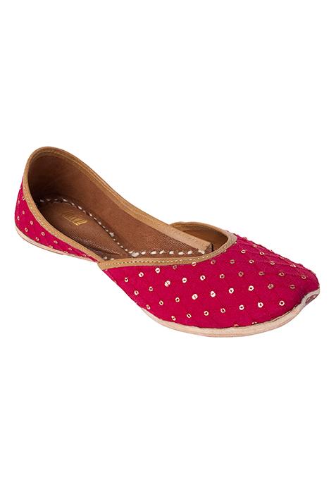 Pink Sequin Check Embroidered Jutti
