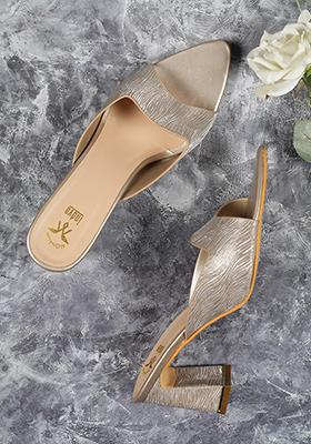 Rose Gold Textured Block Heels