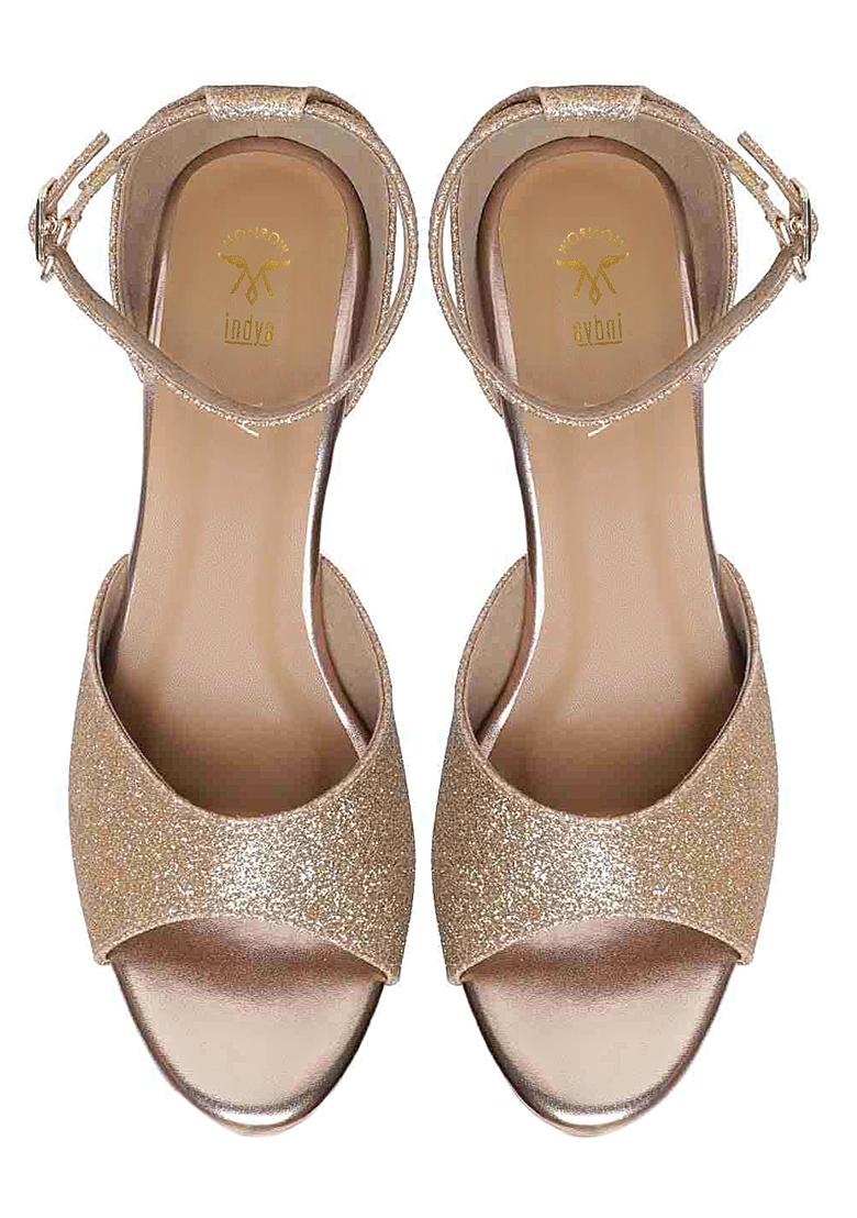 Laila (blocks) Pearl Light gold Satin Crystal Heels main image 0