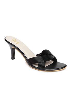 Black Criss Cross Strap Kitten Heels