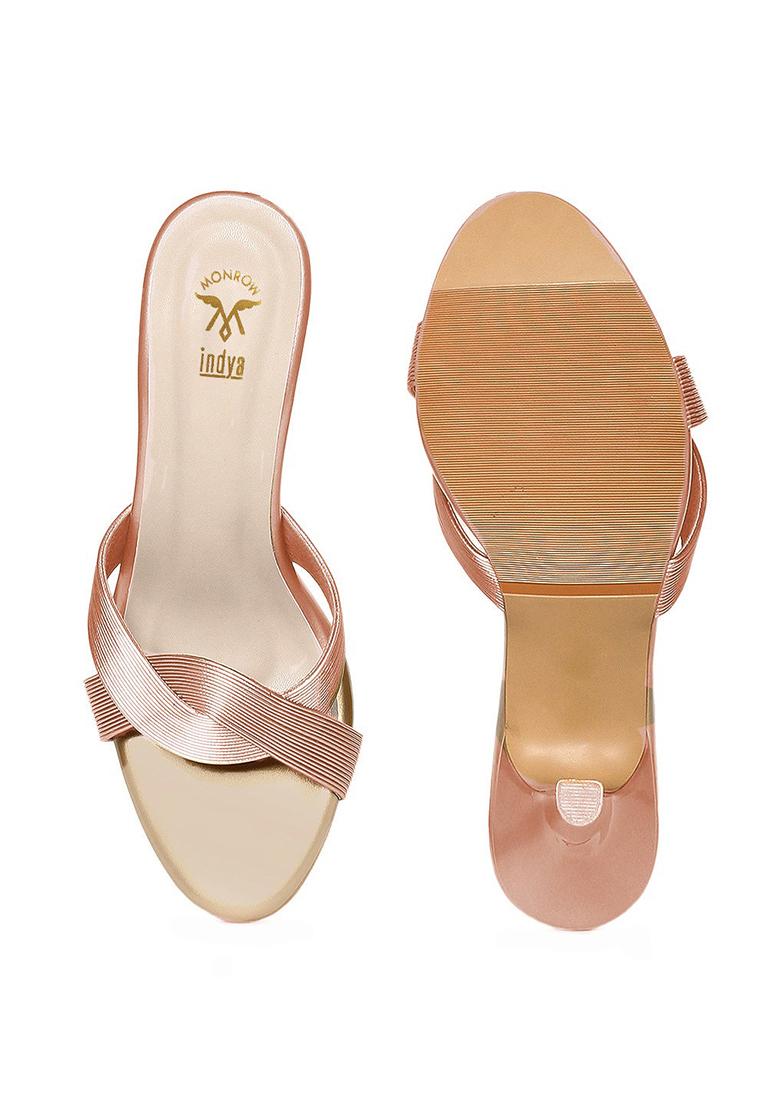 Rose Gold Criss Cross Strap Kitten Heels