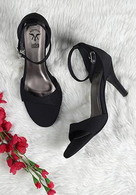 Black Ankle Strap Pencil Heels