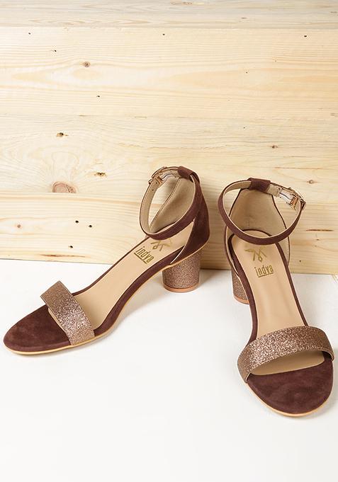 Brown Shimmer Block Heels