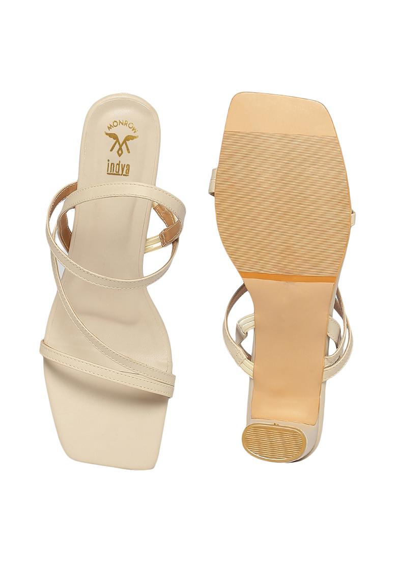 Buy Tic Tac Toe Beige Kolhapuri Wedge Sandals online