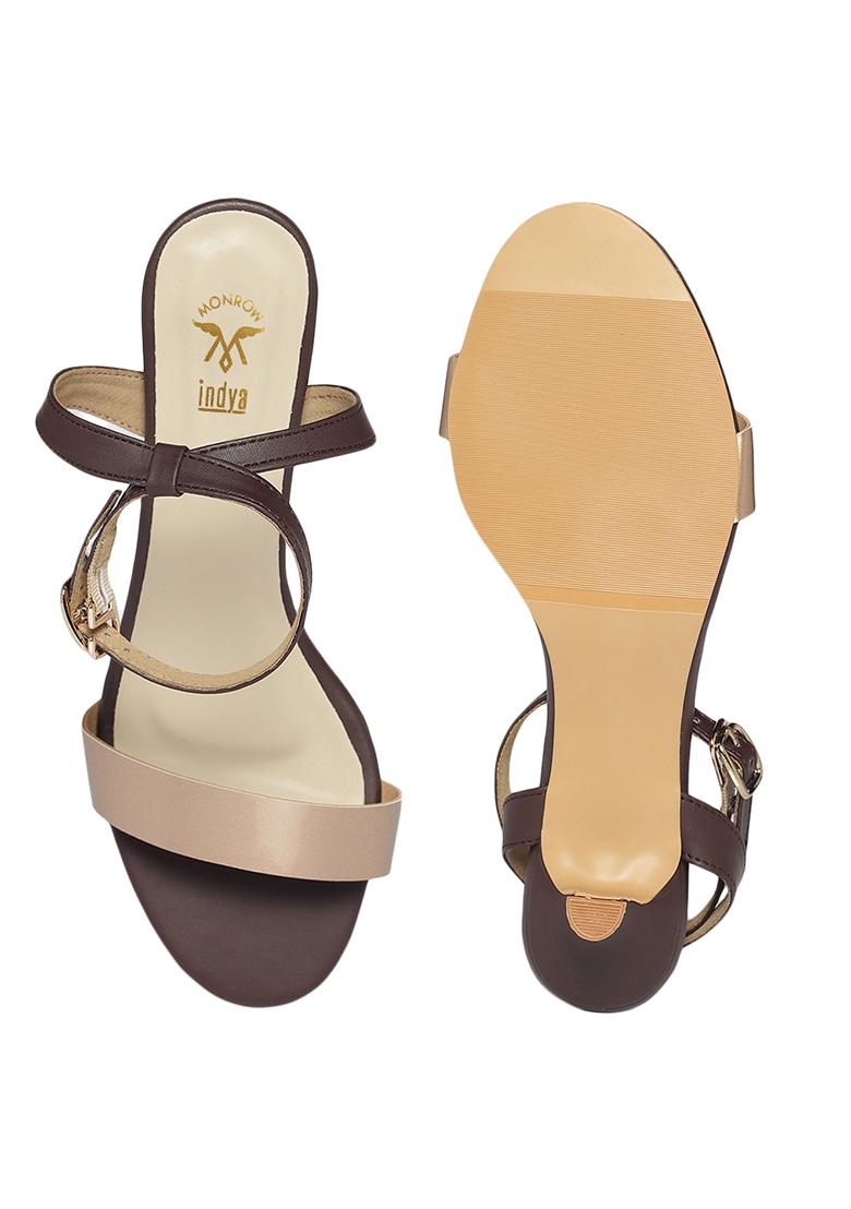 Brown Metallic Finish Kitten Heels - Indya