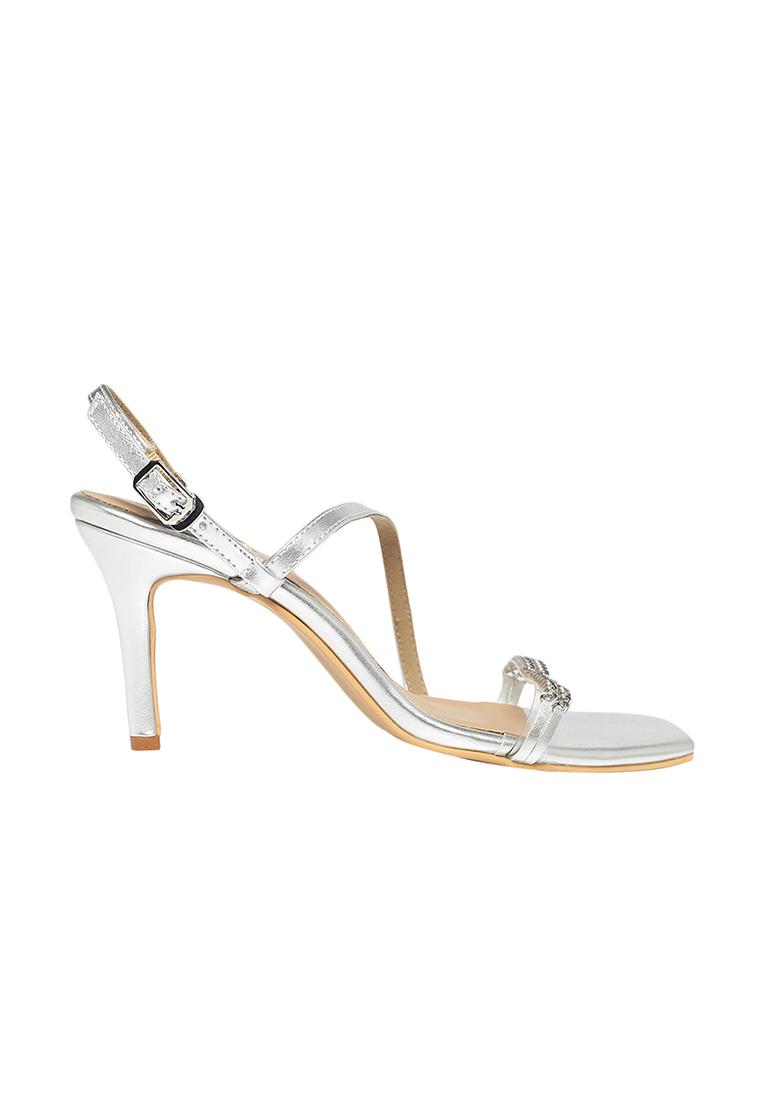 Buy online Silver Pu Ankle Strap Sandals from heels for Women by Truffle  Collection for ₹1759 at 55% off | 2024 Limeroad.com