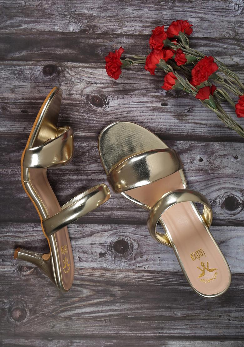 Heeled Platform Sandals - Gold Metallic Leather | Boden US