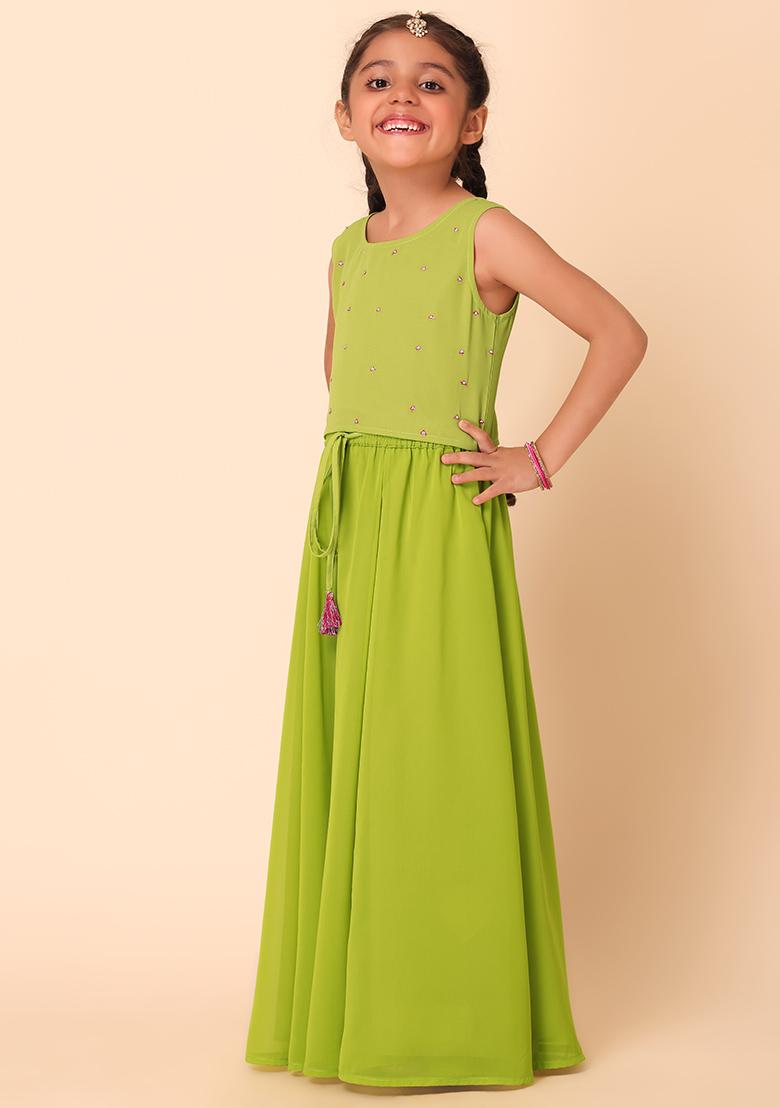 Light Green Lehenga With Embroidered Blouse And Dupatta (Set of 3)