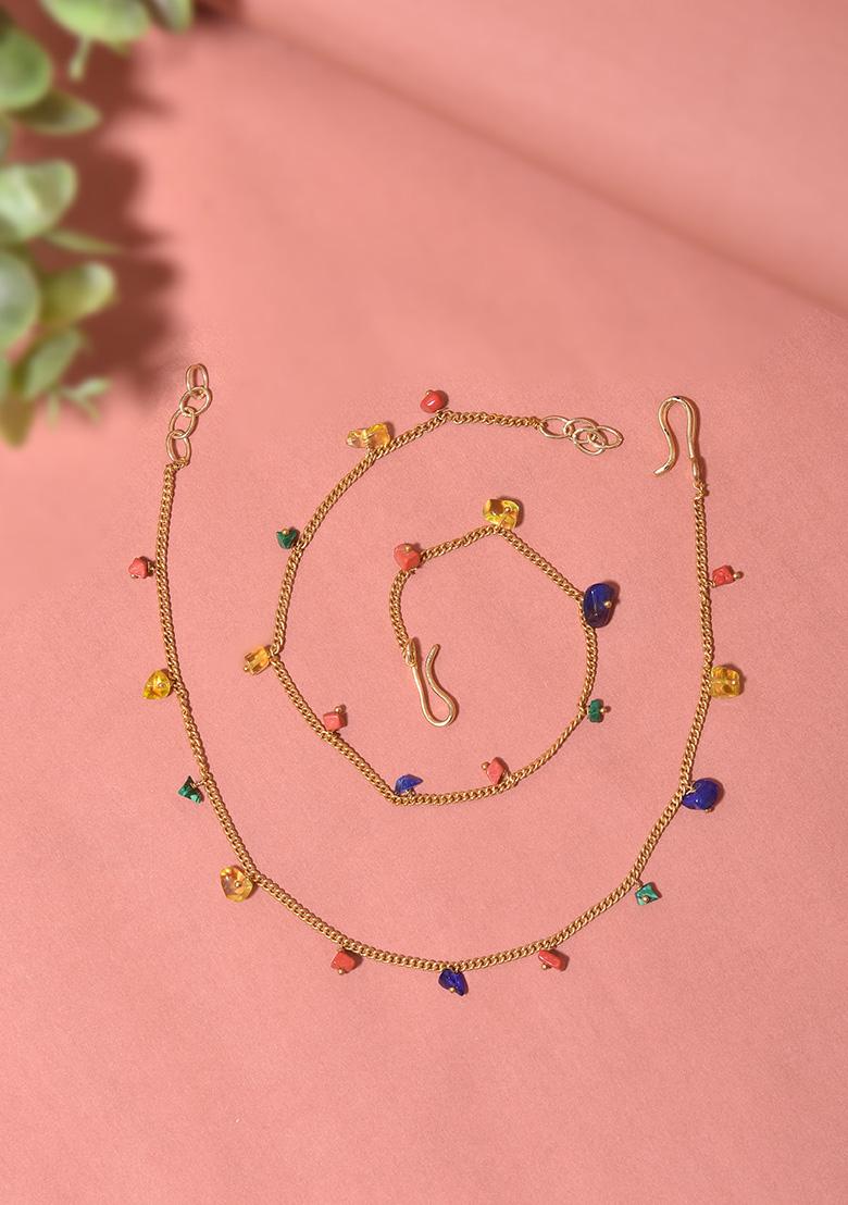 Multicolour Gold Tone Anklets - Indya