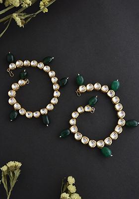 Gold Tone Green Kundan Anklets