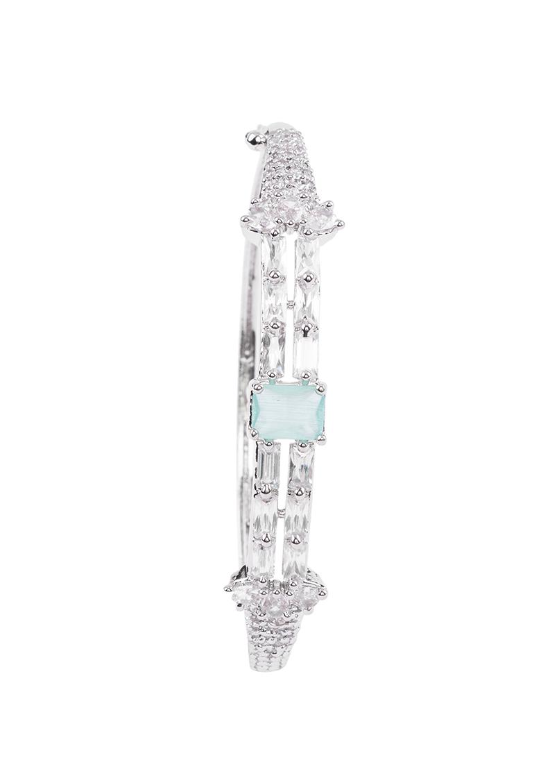 Buy Silver Supple Bracelet with Aqua Blue Stones Online in India