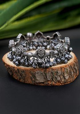 Silver Tone Ghungroo Tribal Brass Bangle