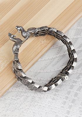 Silver Tone Peacock Brass Bracelet