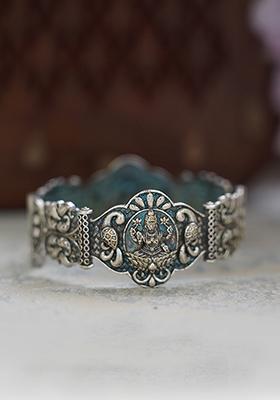 Silver Tone Lakshmi Design Brass Bangle