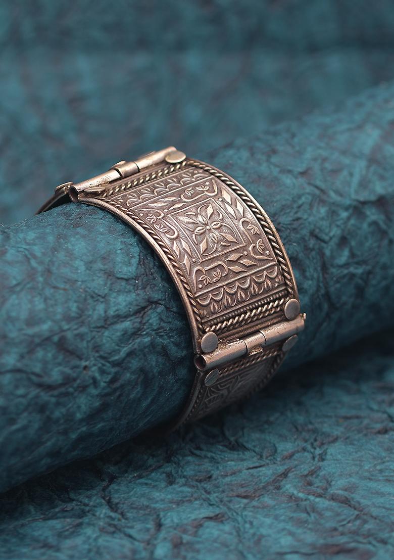 Buy Bling Accessories Rose Gold Textured Brass Cuff Bracelet Online at Best  Price  Distacart