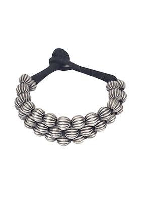 Silver Tone Handcrafted Textured Brass Bracelet