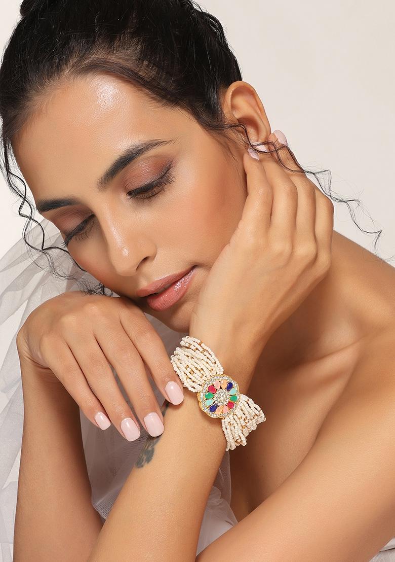Efulgenz Indian Bollywood Bridal Wedding Kundan Crystal Necklace Earring  Maang Tikka Head Chain Nose Ring Bracelet Jewelry Set - Walmart.com