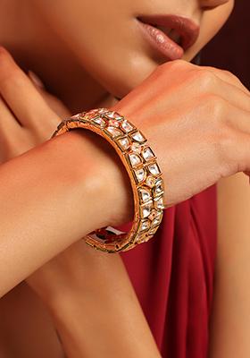 Gold Finish Ivory Kada