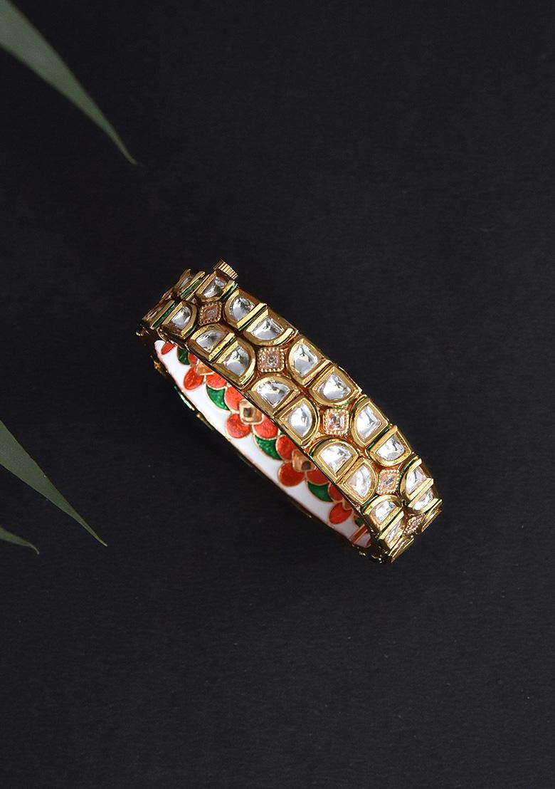 Gold Finish Ivory Kada - Indya