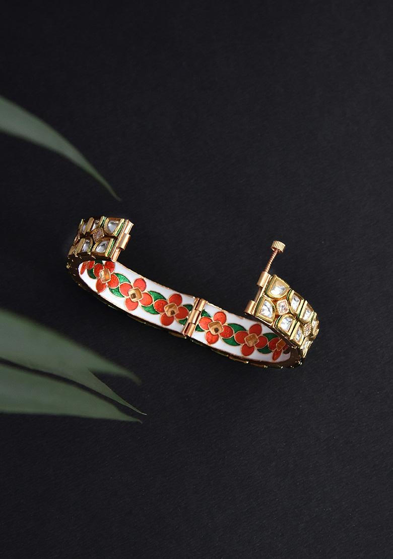 Gold Finish Ivory Kada - Indya