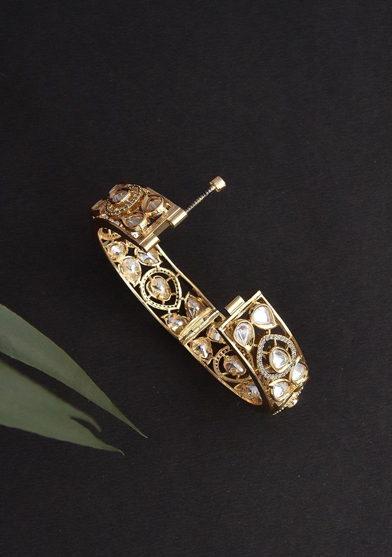 Gold Tone Polki Bangle - Indya