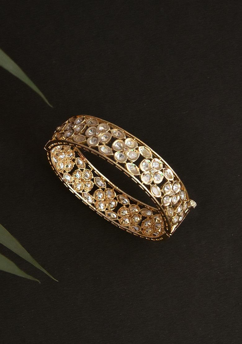 Gold Tone Polki Floral Bangle