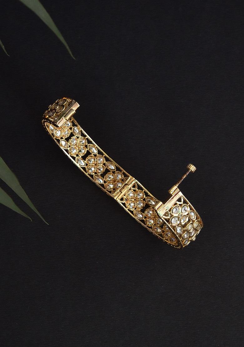 Gold Tone Polki Floral Bangle
