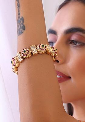 Red And Green Gold Tone Bangle