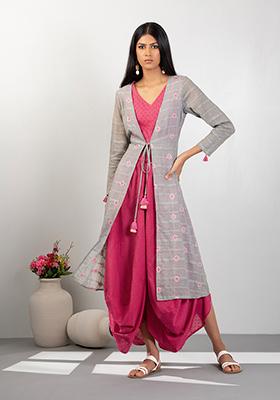 Priyal Bhardwaj x Indya Grey Cotton Embroidered Jacket